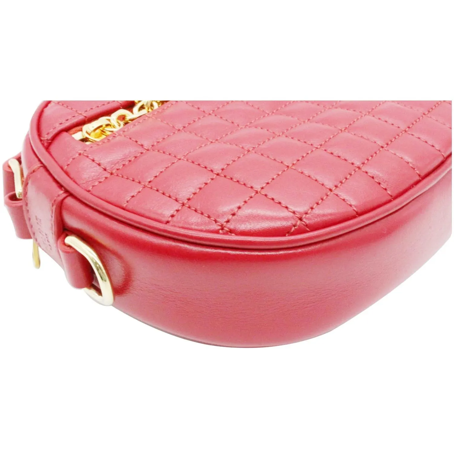 CELINE Women C Charm Small Quilted Calfskin Leather Camera Bag Red