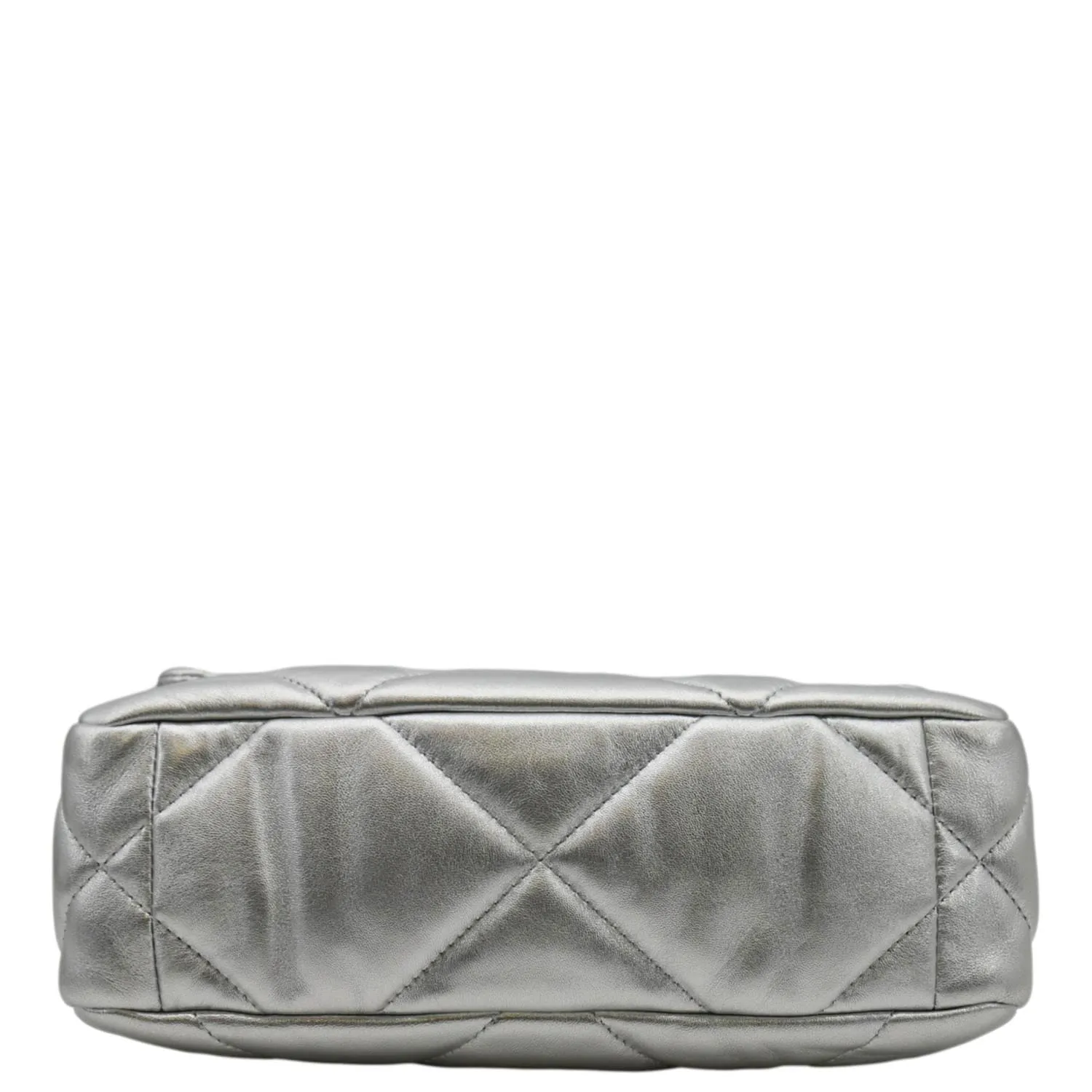 CHANEL 19 Medium Flap Quilted Leather Shoulder Bag Metallic Silver