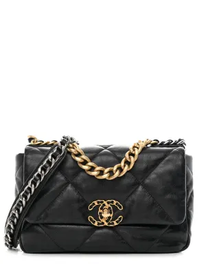 Chanel 2023 Black Lambskin Quilted Medium 19 Bag