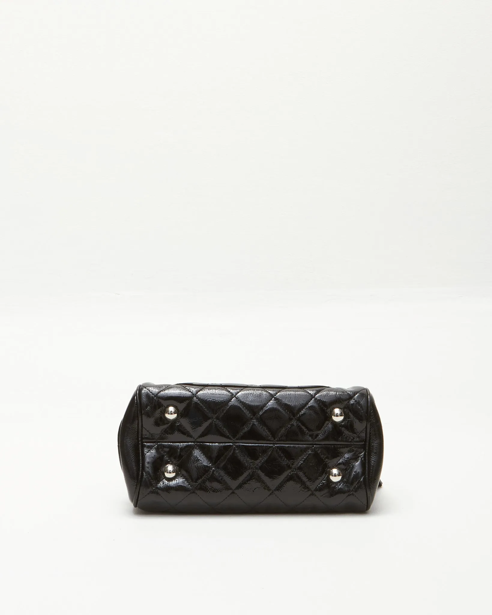 Chanel Black Patent Calfskin CC Logo Small Zip Chain Shoulder Bag