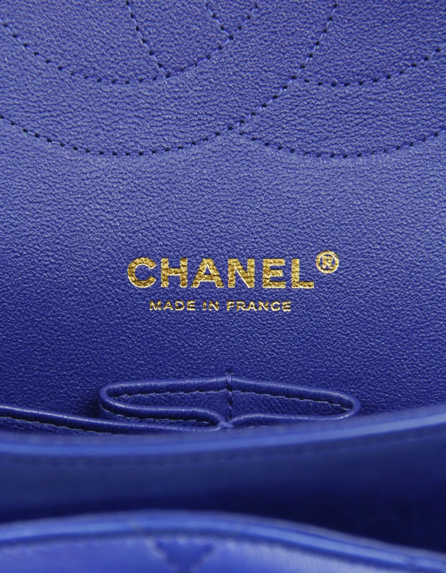 Chanel Blue Lambskin Double Flap Jumbo Bag