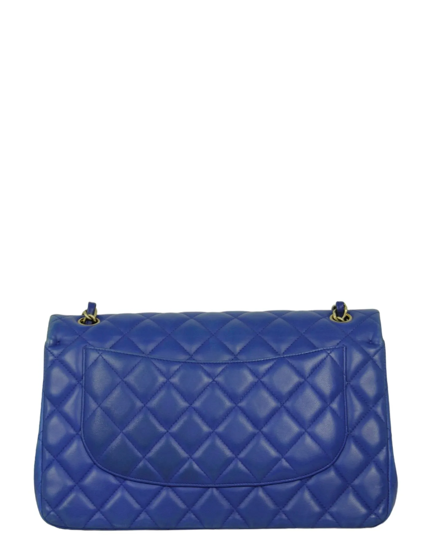 Chanel Blue Lambskin Double Flap Jumbo Bag