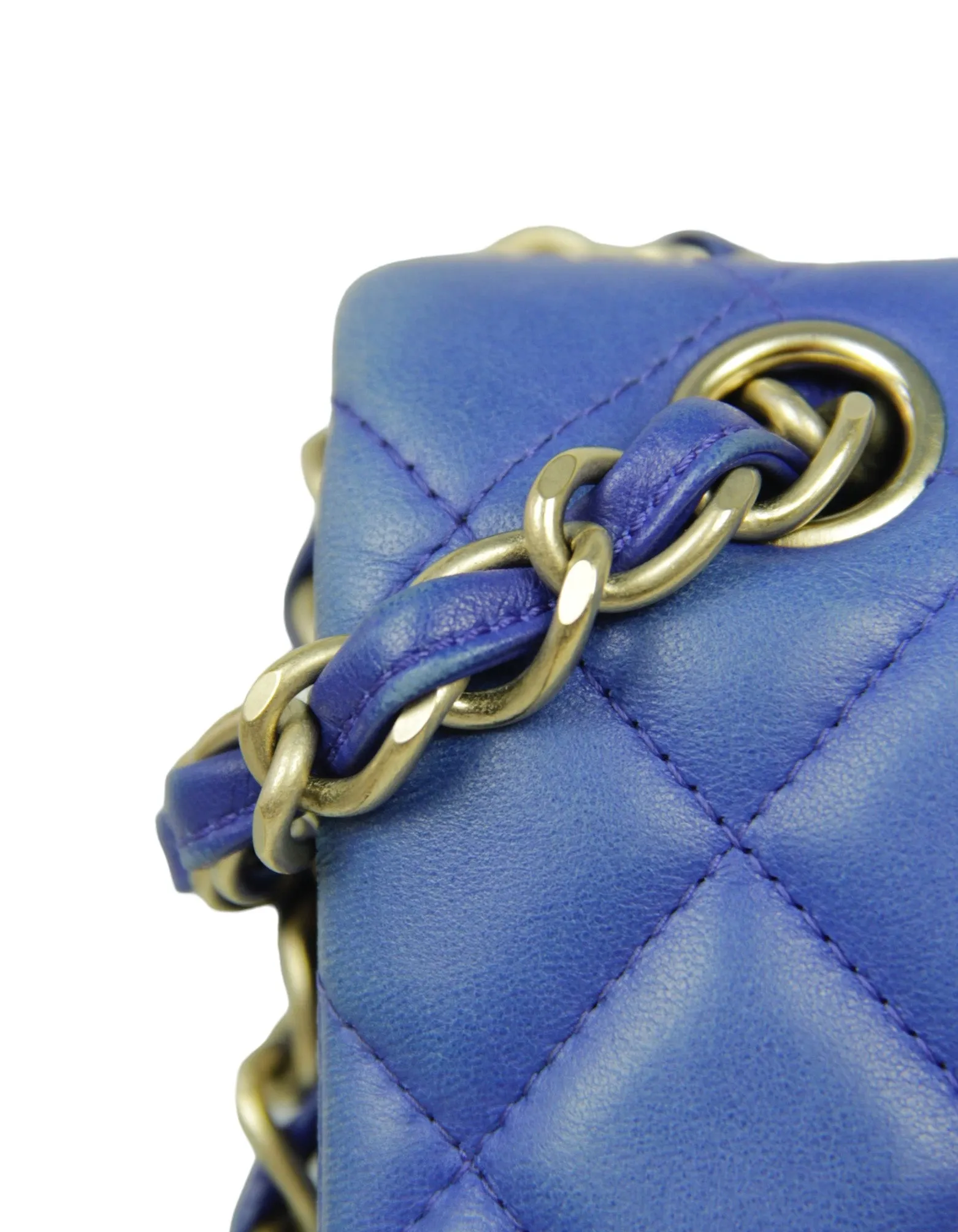 Chanel Blue Lambskin Double Flap Jumbo Bag