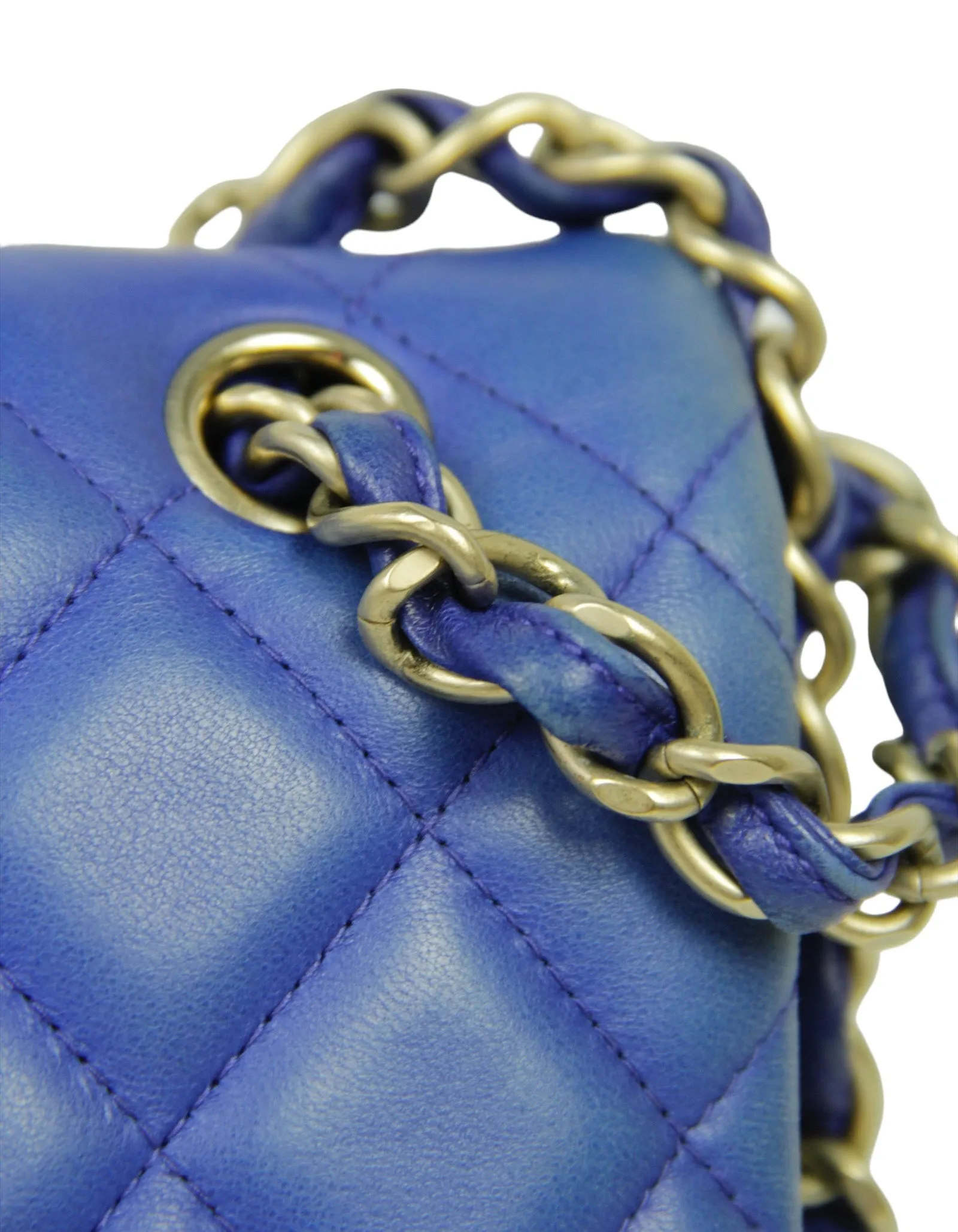 Chanel Blue Lambskin Double Flap Jumbo Bag