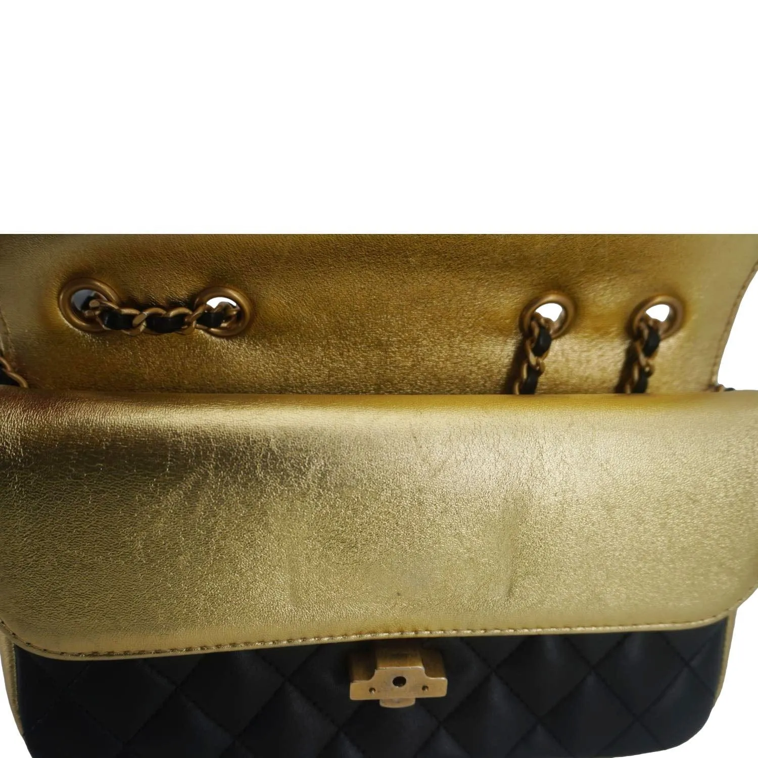 CHANEL CC Double Flap Quilted Leather Shoulder Bag Black