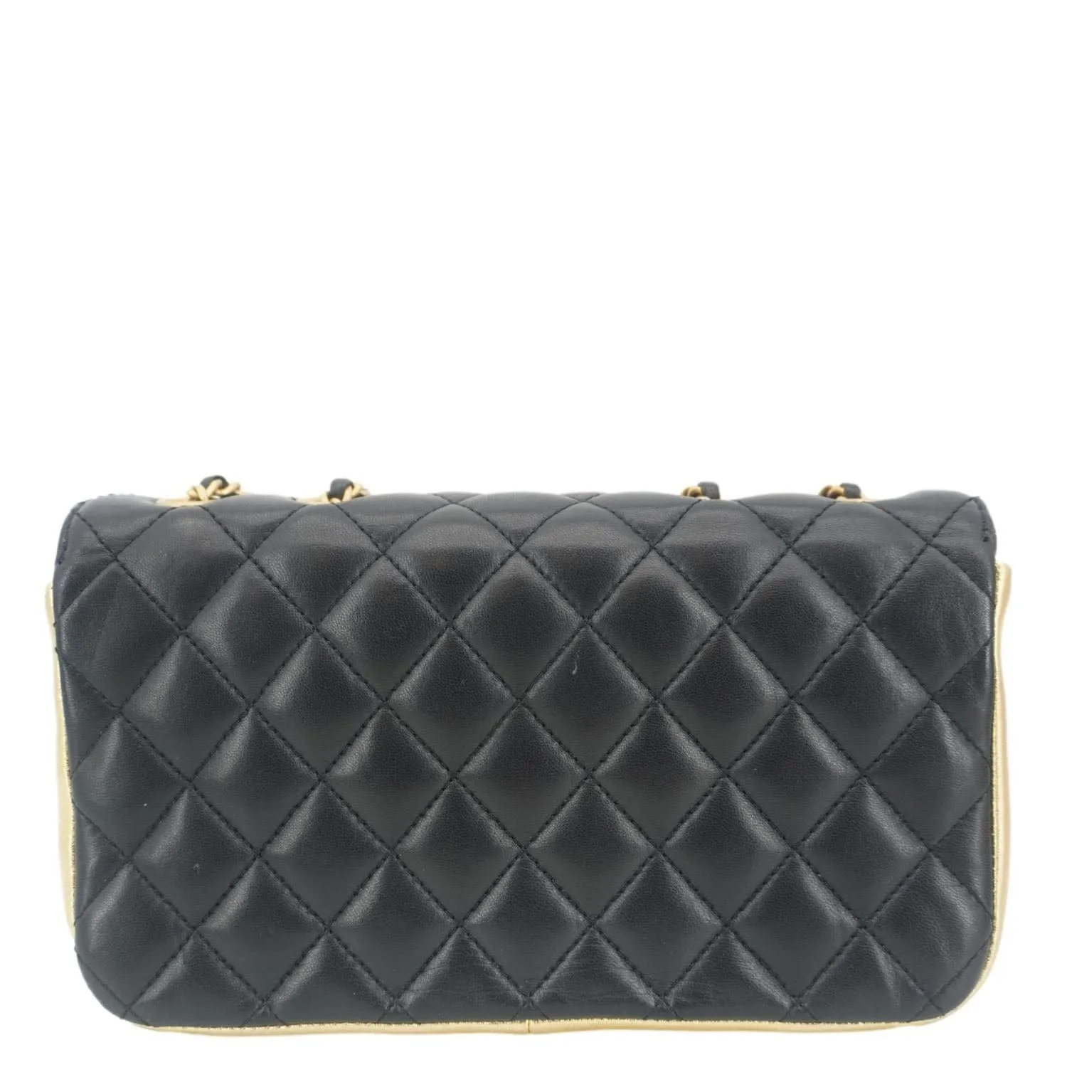 CHANEL CC Double Flap Quilted Leather Shoulder Bag Black