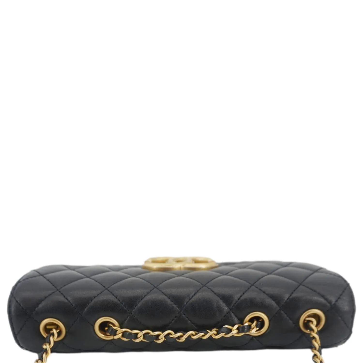 CHANEL CC Double Flap Quilted Leather Shoulder Bag Black