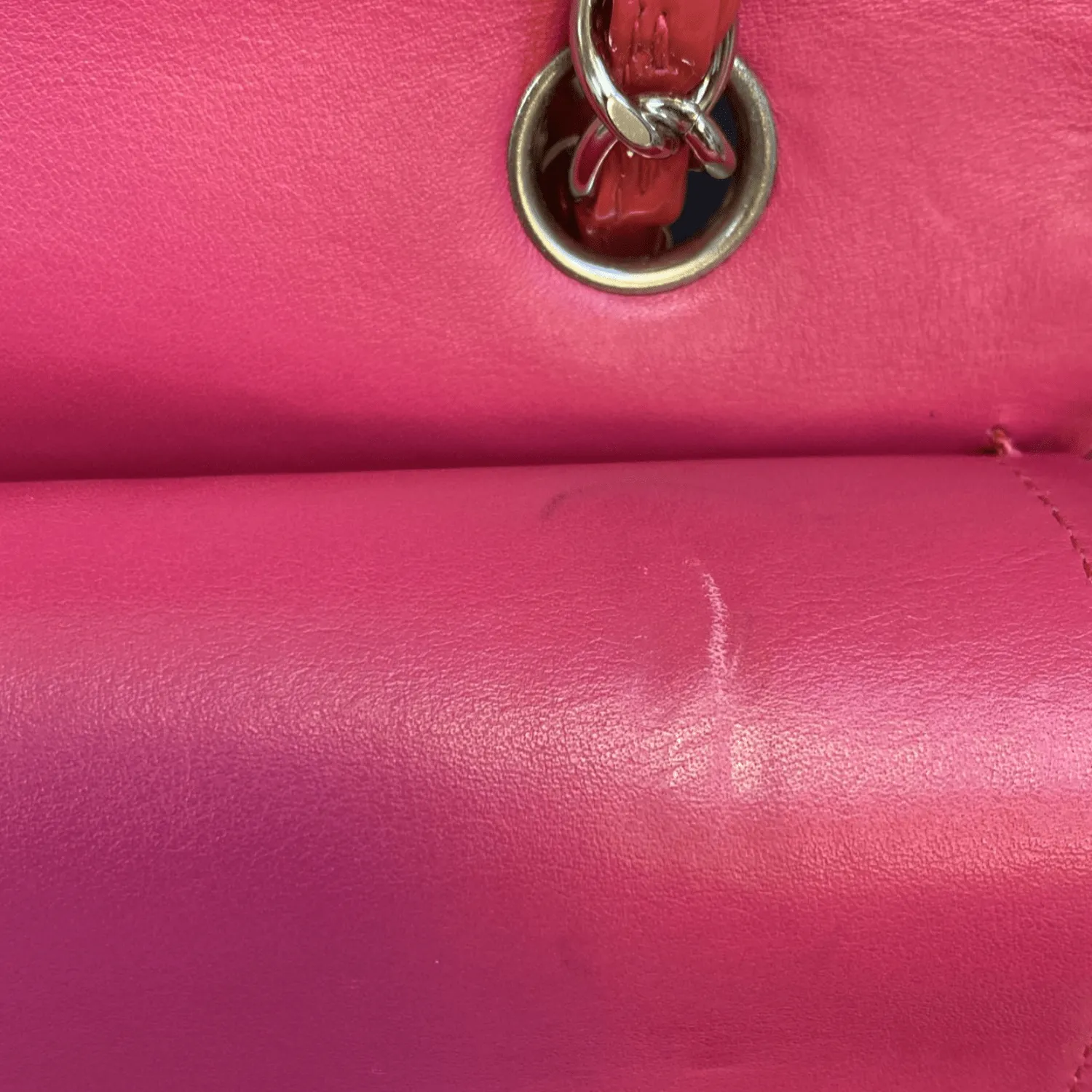 CHANEL Classic Double Flap Medium Quilted Patent Leather Shoulder Bag Light Pink