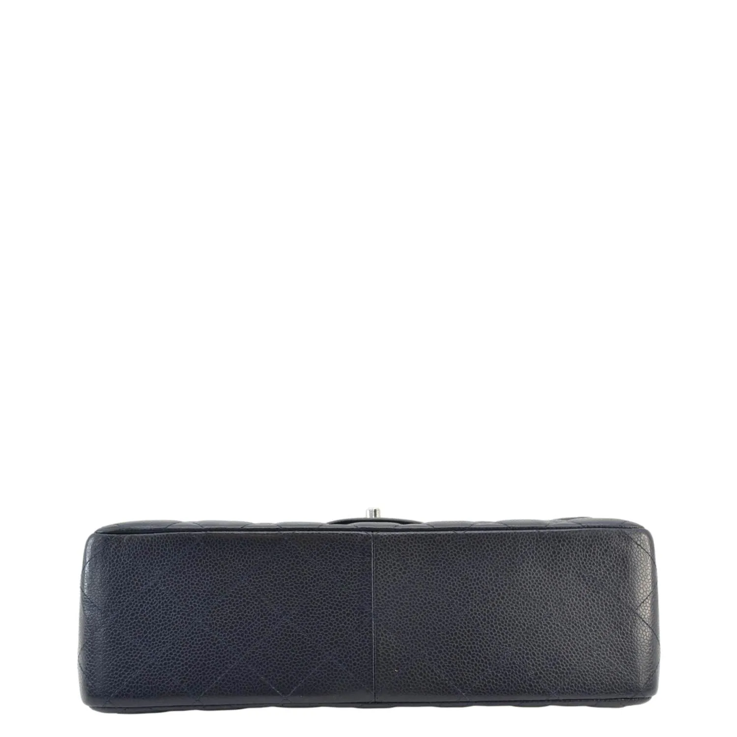 CHANEL Classic Jumbo Double Flap Quilted Caviar Leather Shoulder Bag Navy Blue