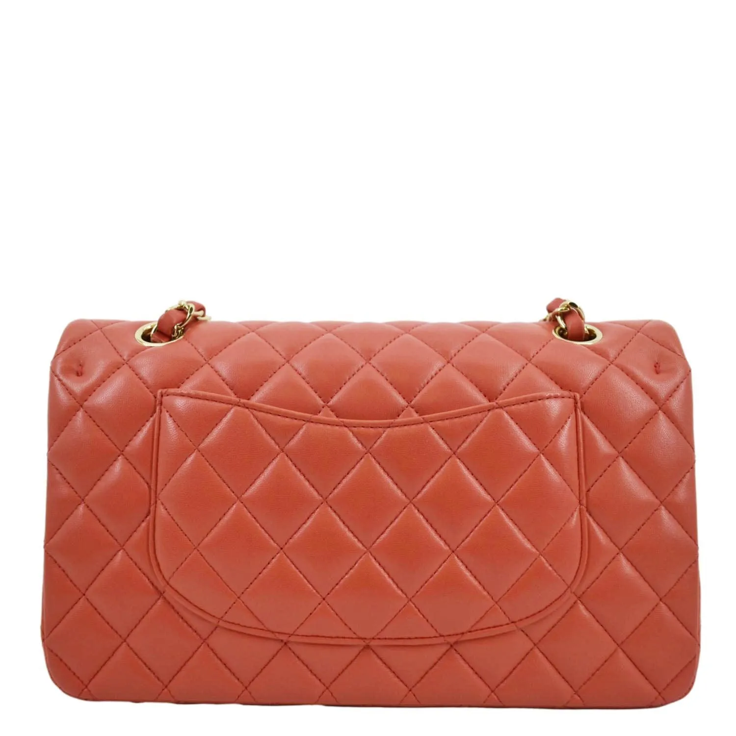 CHANEL Classic Medium Double Flap Quilted Leather Shoulder Bag Red