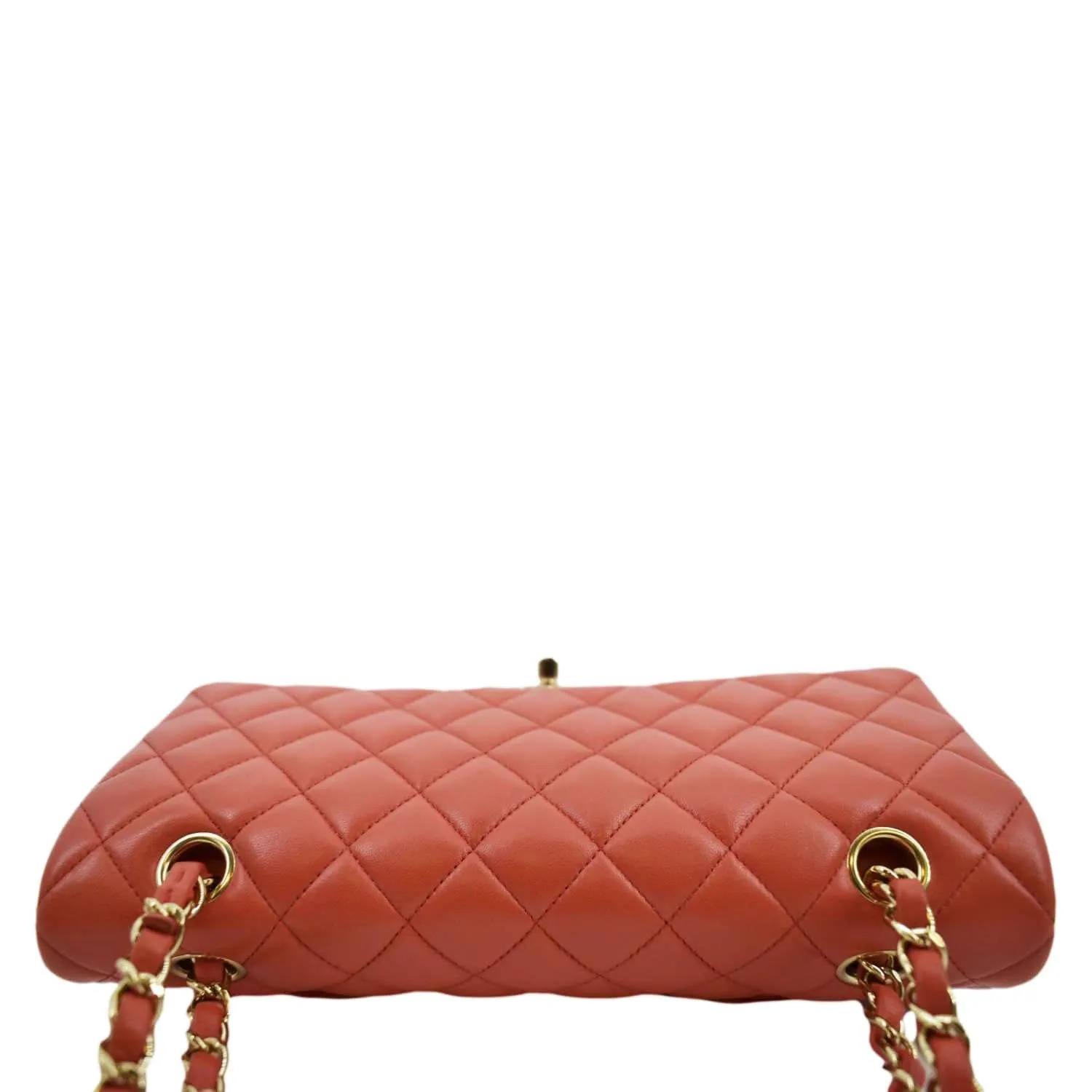 CHANEL Classic Medium Double Flap Quilted Leather Shoulder Bag Red