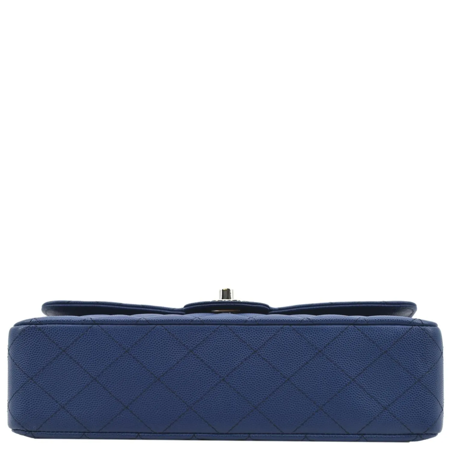 CHANEL Classic Medium Flap Quilted Caviar Leather Shoulder Bag Blue