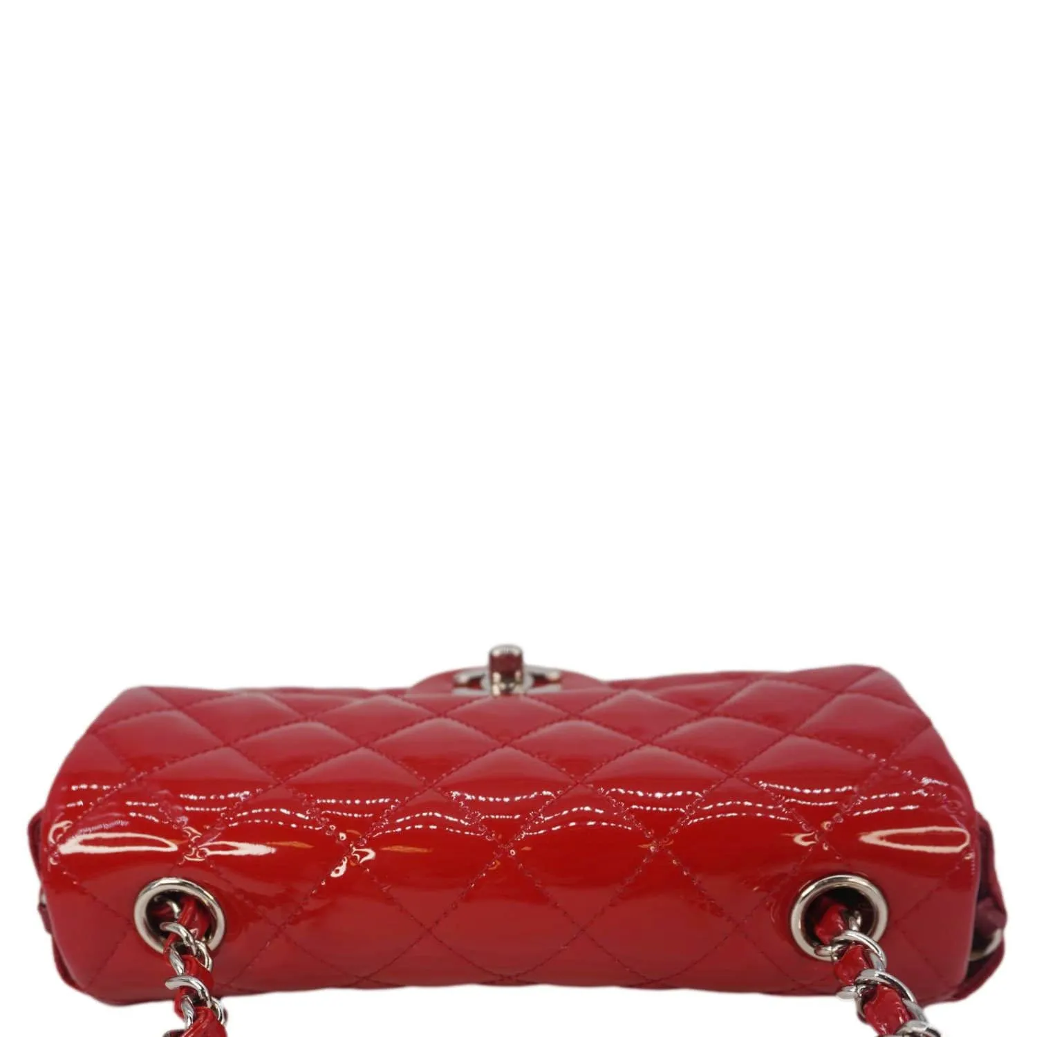 CHANEL Classic Rectangular Flap Mini Quilted Patent Leather Shoulder Bag Red
