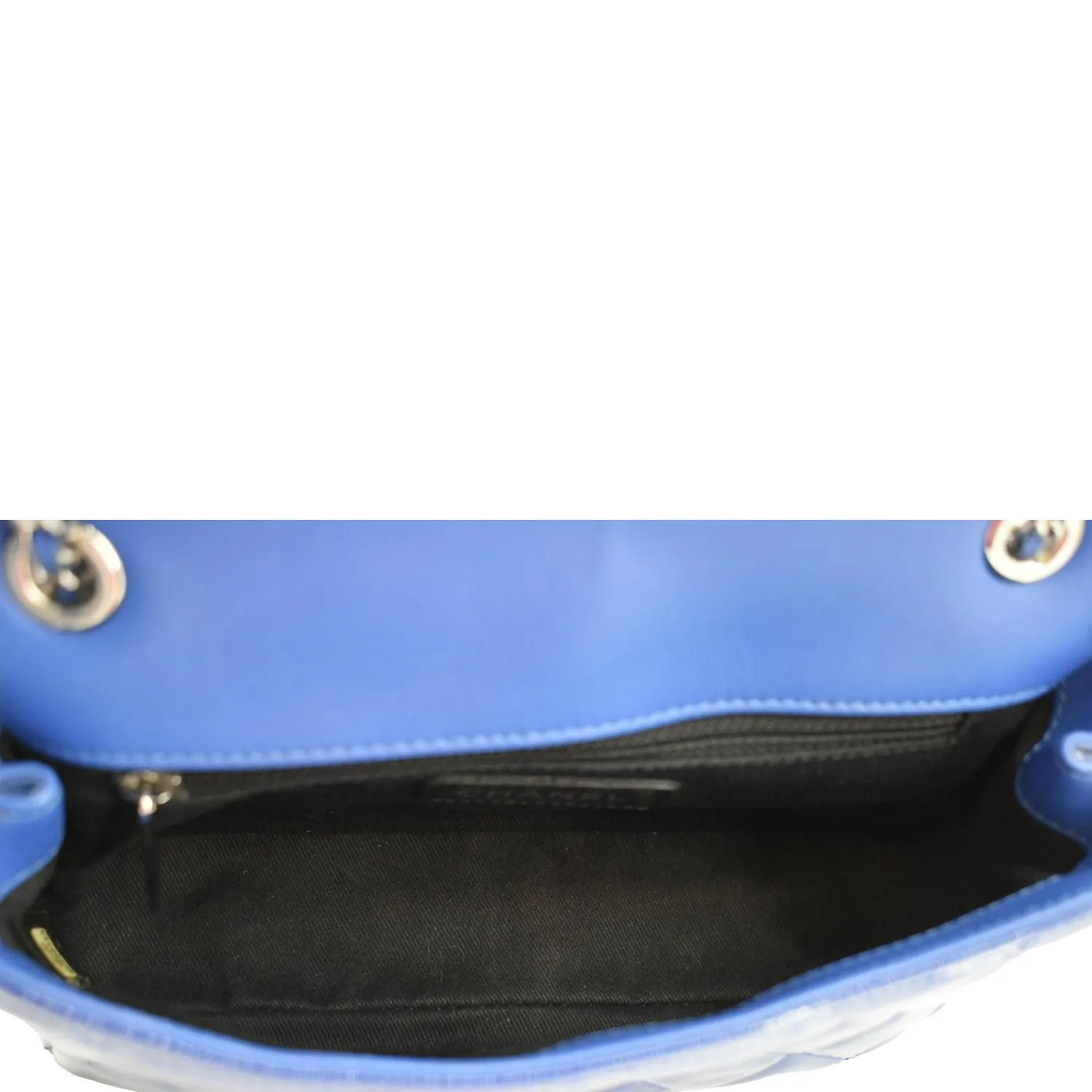CHANEL Coco Shine Flap Small Quilted Patent Leather Shoulder Bag Blue