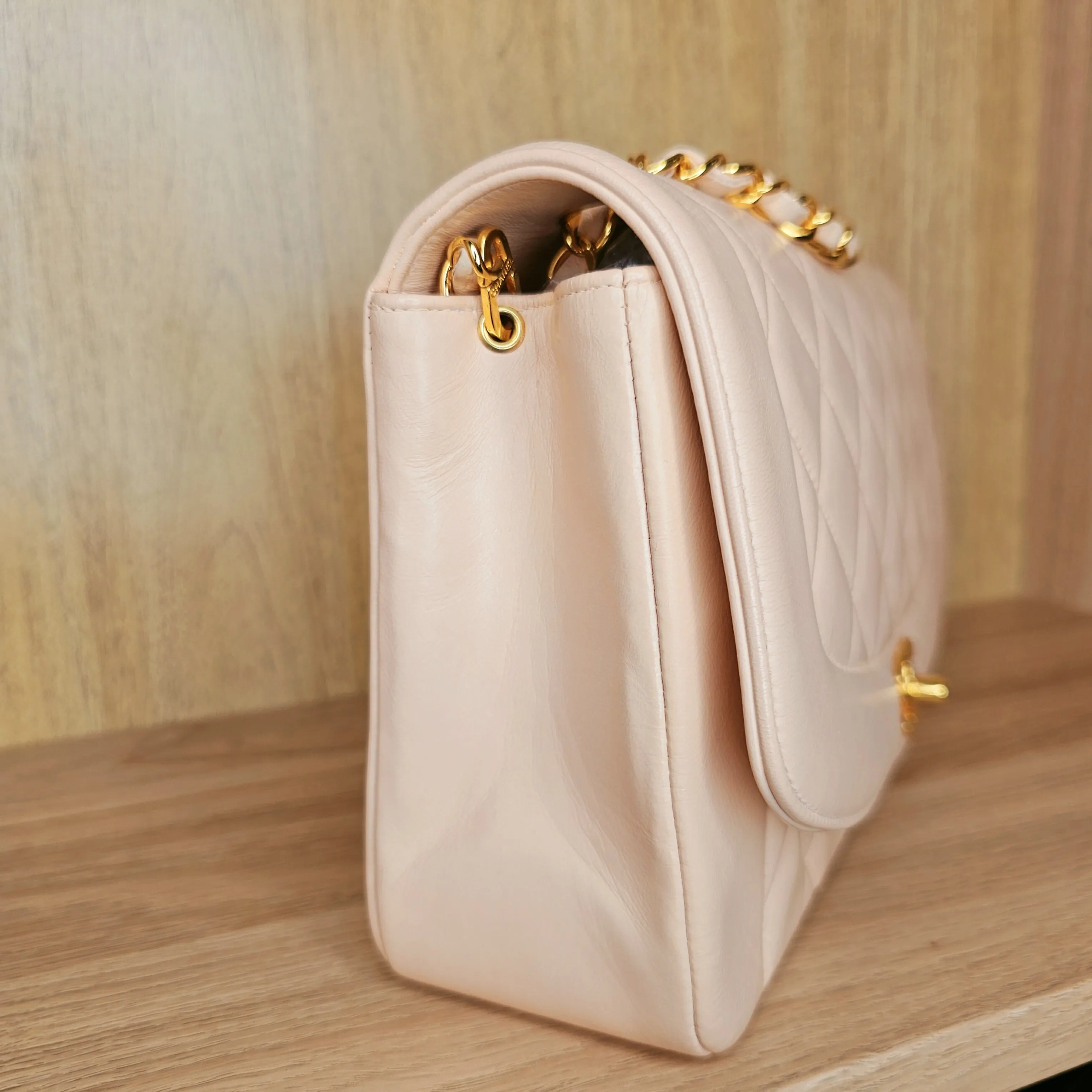 CHANEL Diana Medium Quilted Lambskin Light Pink Cherry Blossom Gold Hardware, 1994