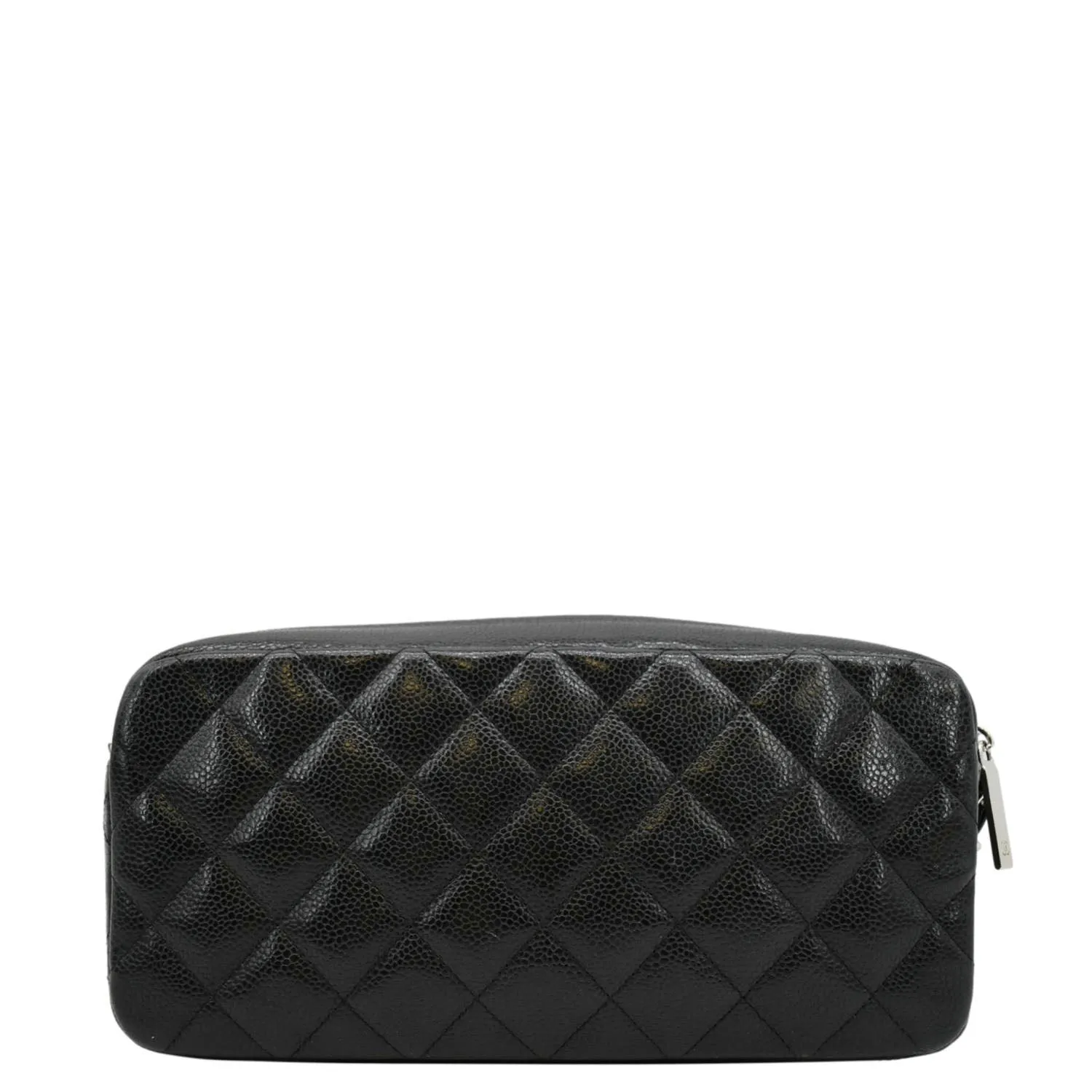 CHANEL Front Pocket Quilted Caviar Leather Chain Shoulder Bag Black