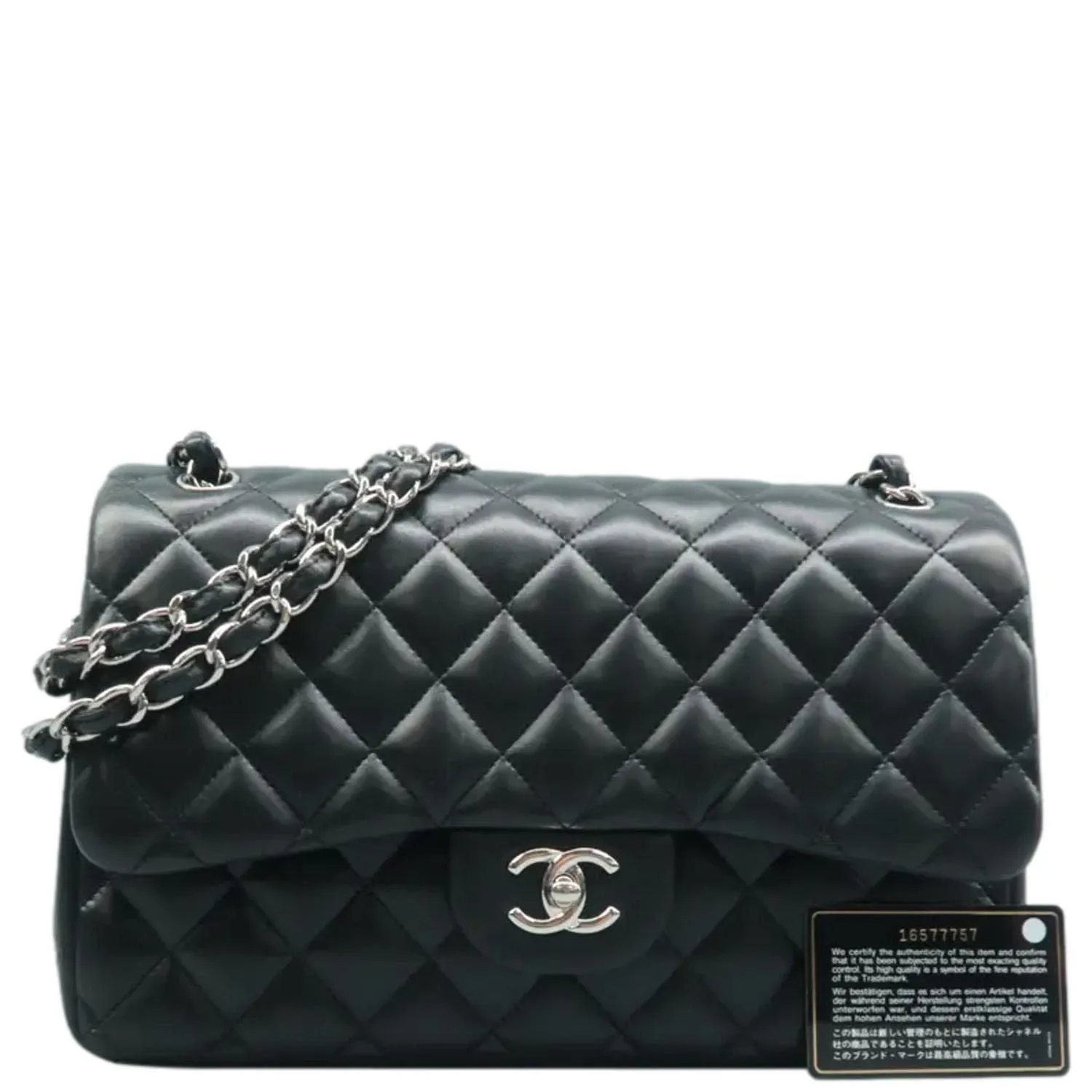 CHANEL Jumbo Classic Double Flap Quilted Leather Shoulder Bag Black