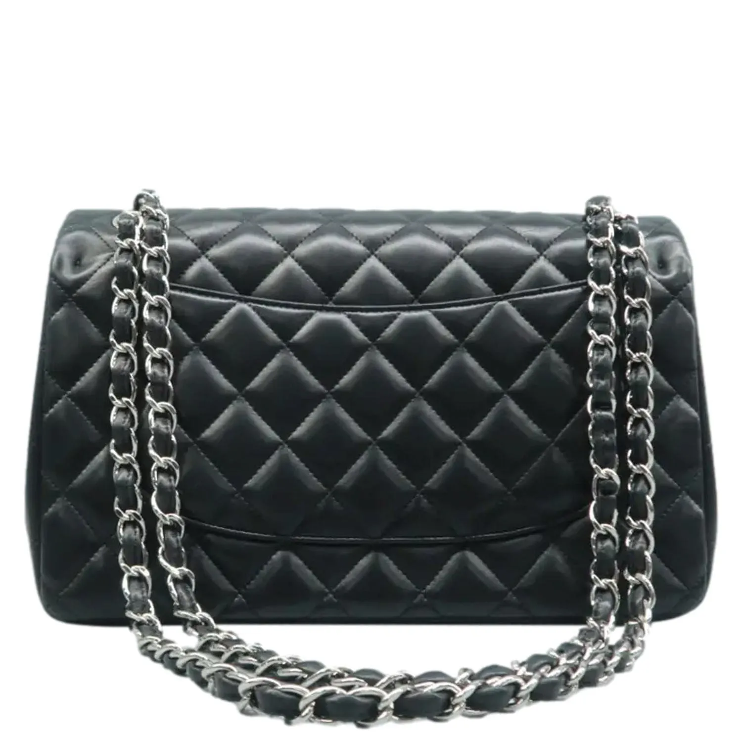 CHANEL Jumbo Classic Double Flap Quilted Leather Shoulder Bag Black