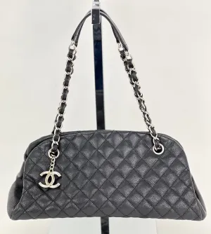 CHANEL Just Mademoiselle Quilted Caviar Black Bowling Shoulder Bag