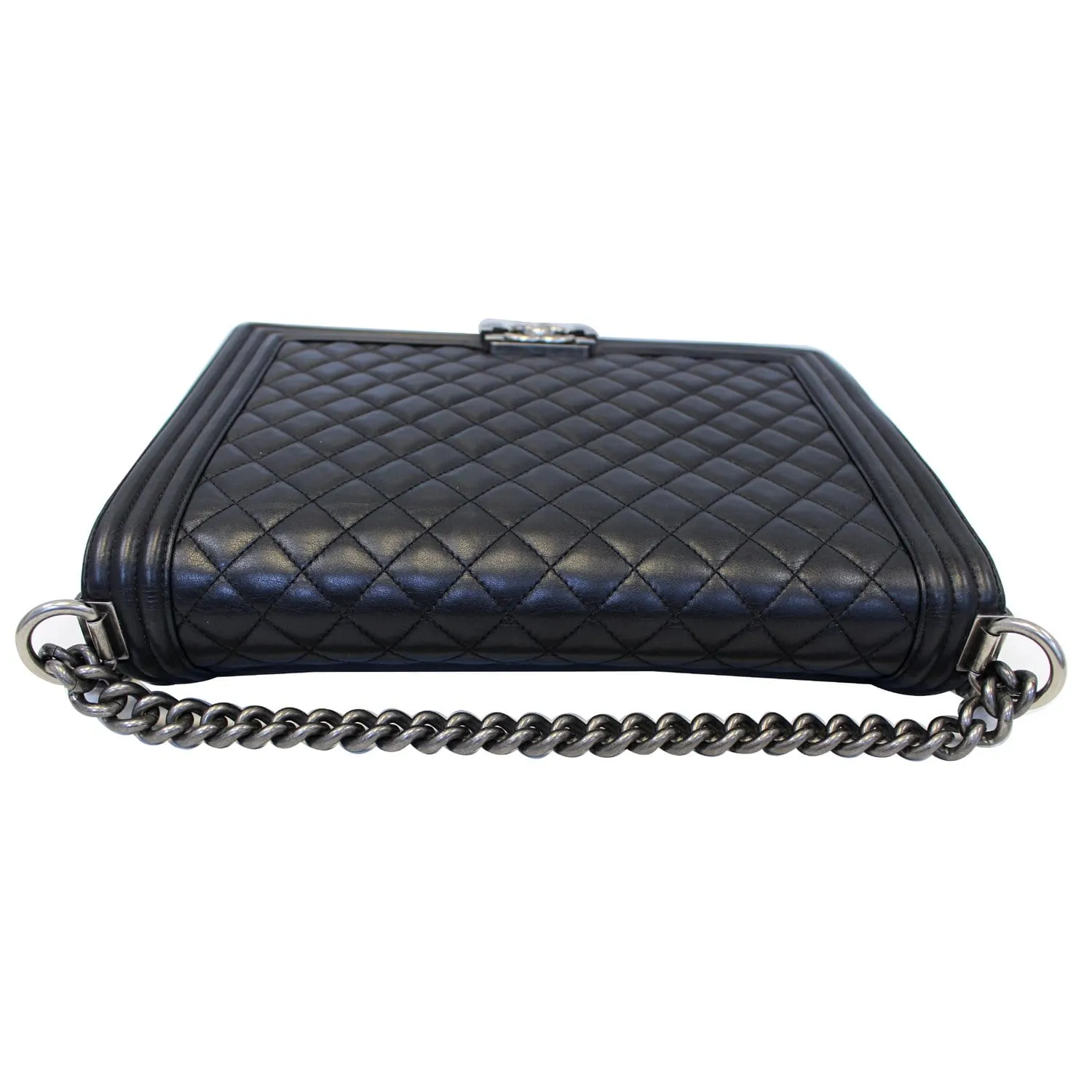 CHANEL Large Boy Flap Calfskin Quilted Leather Shoulder Bag Black