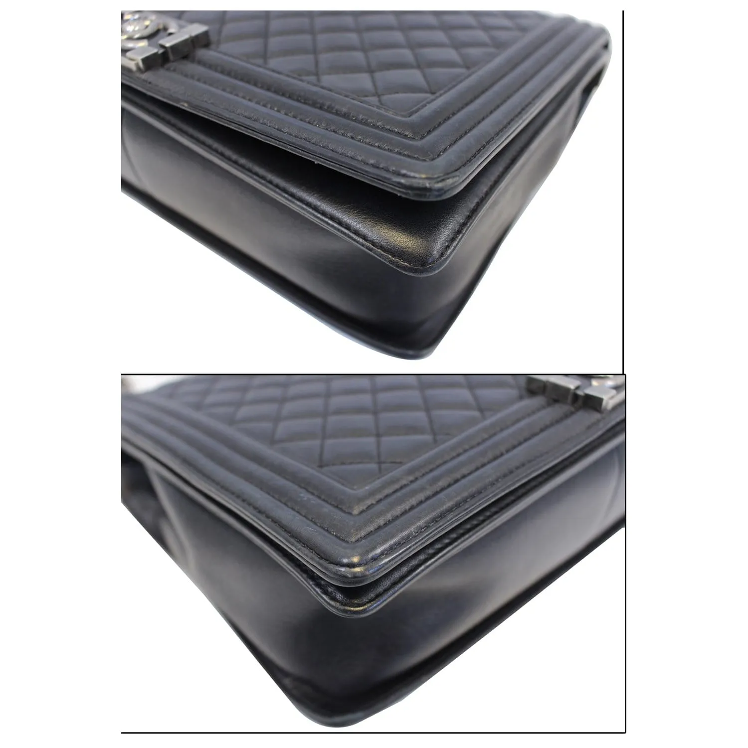 CHANEL Large Boy Flap Calfskin Quilted Leather Shoulder Bag Black