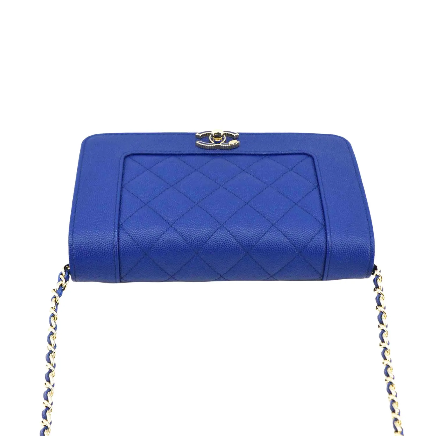 CHANEL Mademoiselle Vintage Flap Quilted Leather Shoulder Bag Blue