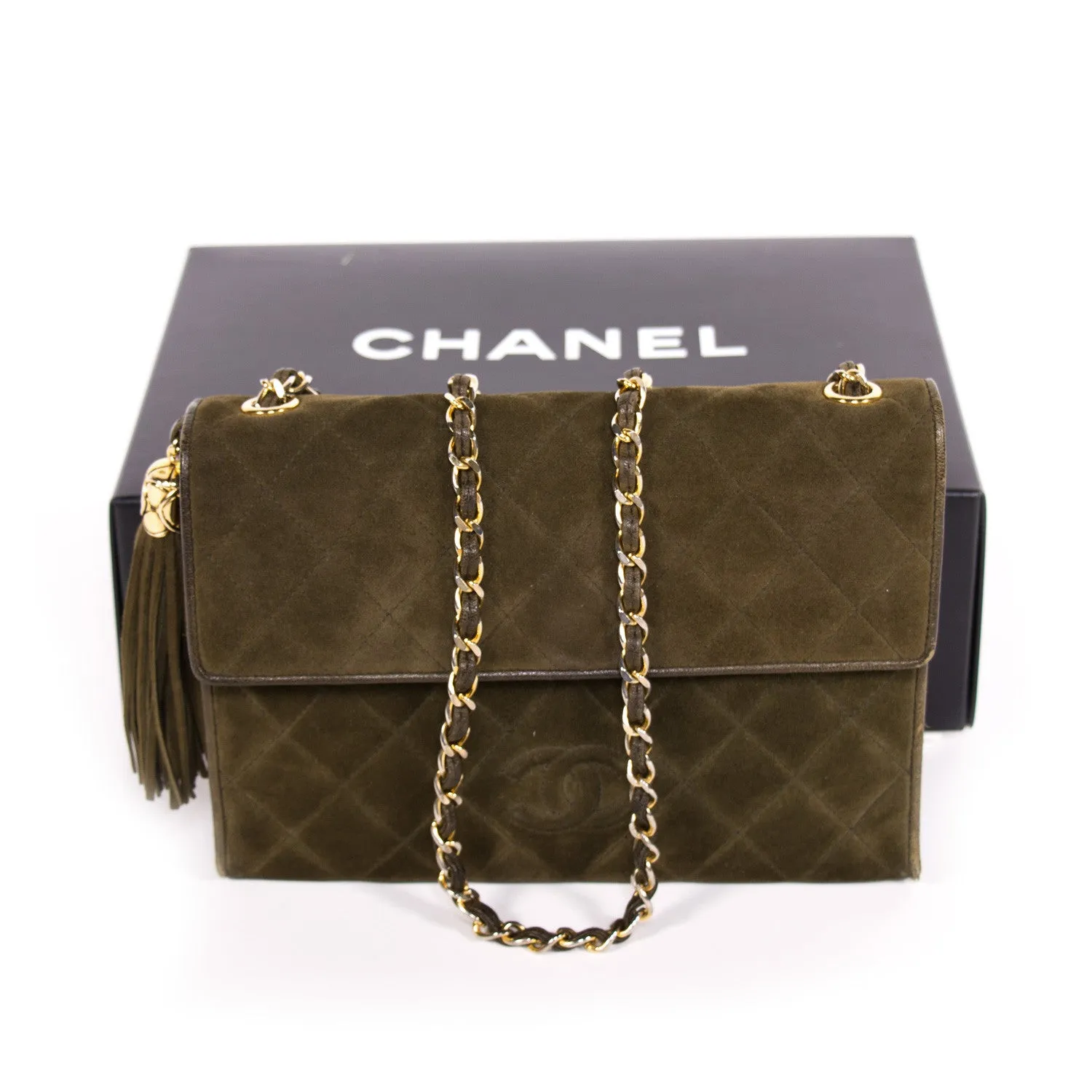 Chanel Quilted Suede Flap Bag