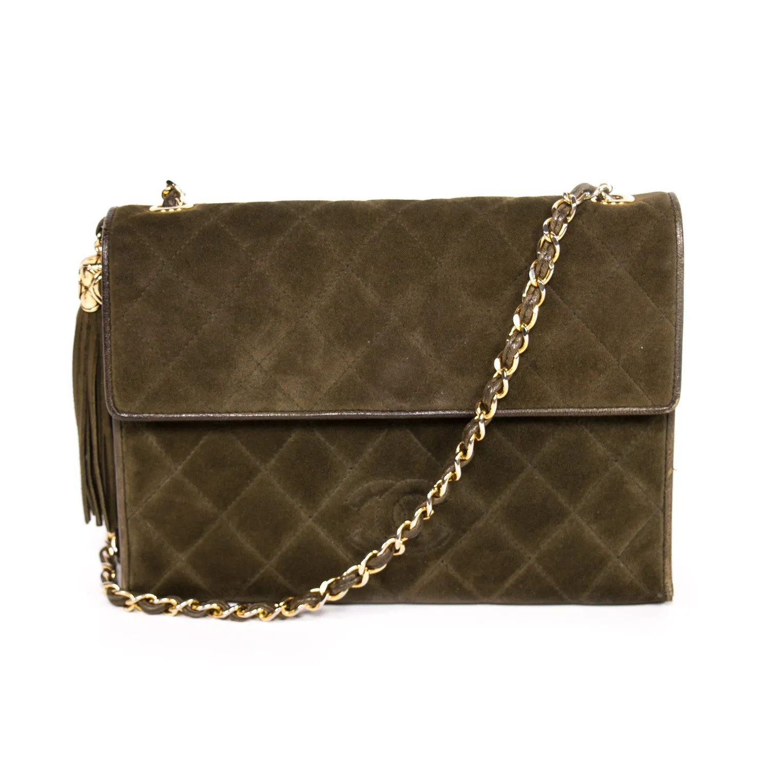 Chanel Quilted Suede Flap Bag