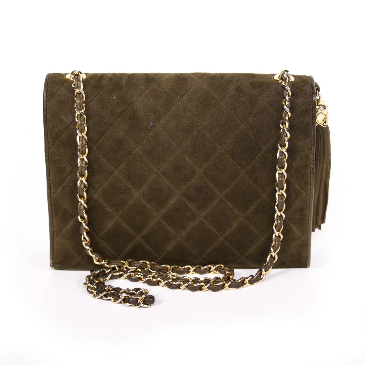 Chanel Quilted Suede Flap Bag