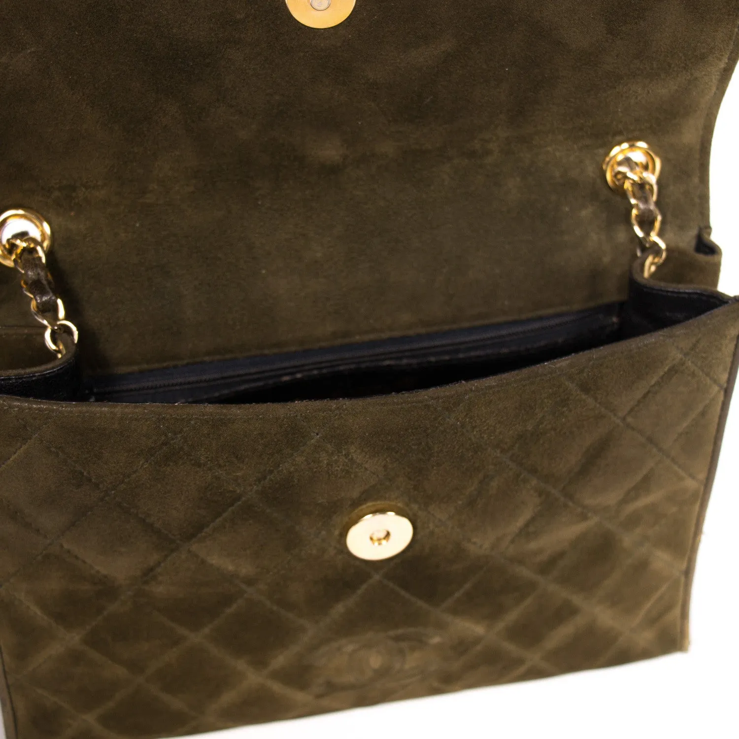 Chanel Quilted Suede Flap Bag
