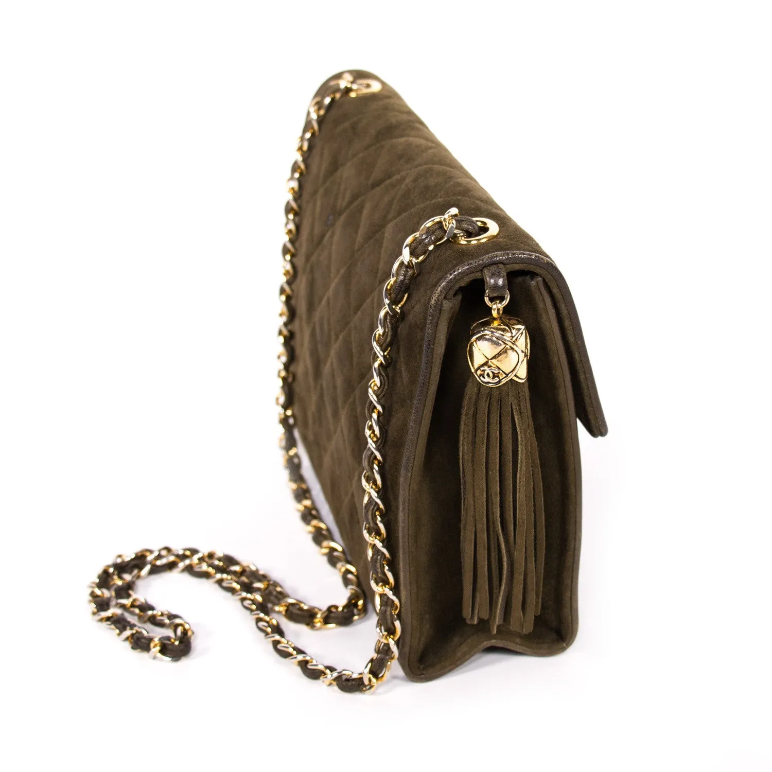 Chanel Quilted Suede Flap Bag