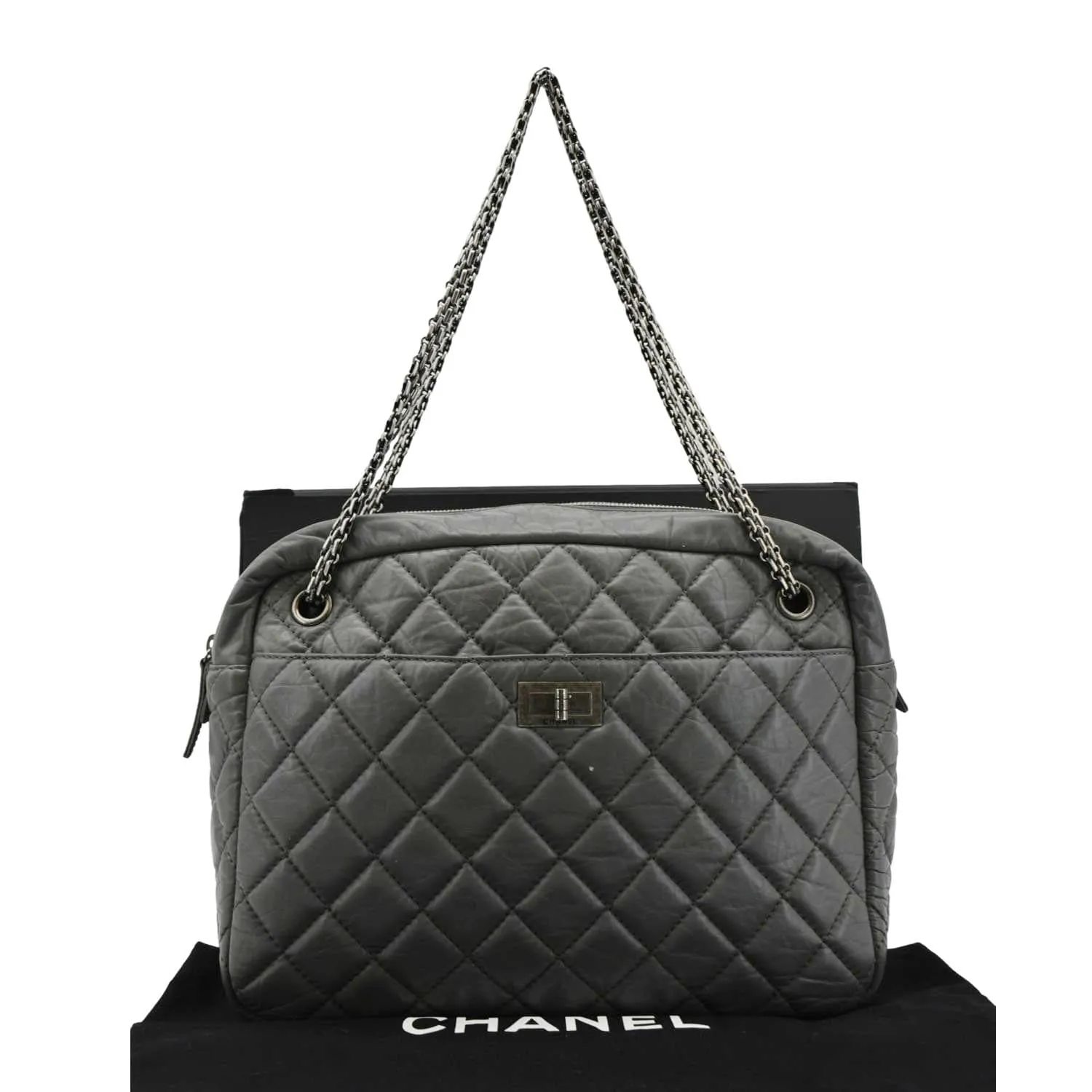 CHANEL Reissue Large Quilted Leather Camera Shoulder Bag Grey