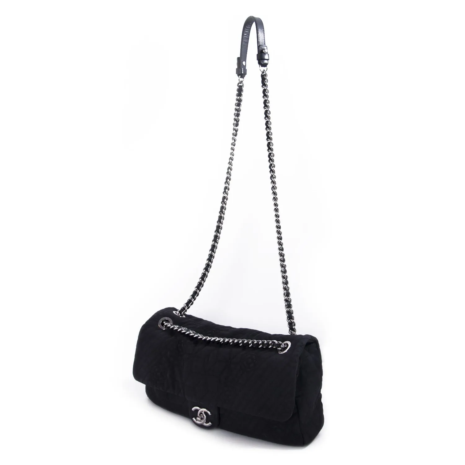 Chanel Stitched Camelia Jersey Flap Bag