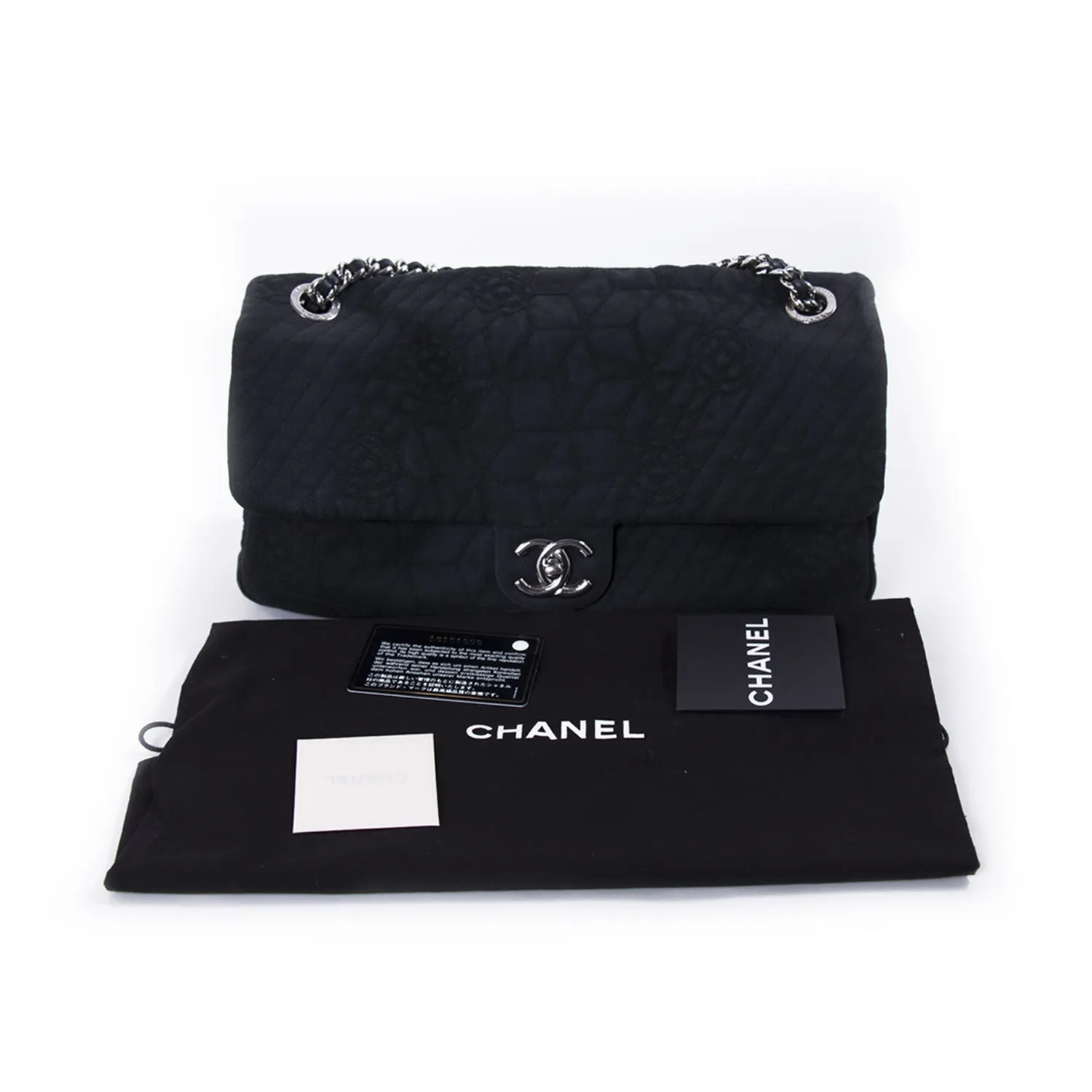 Chanel Stitched Camelia Jersey Flap Bag