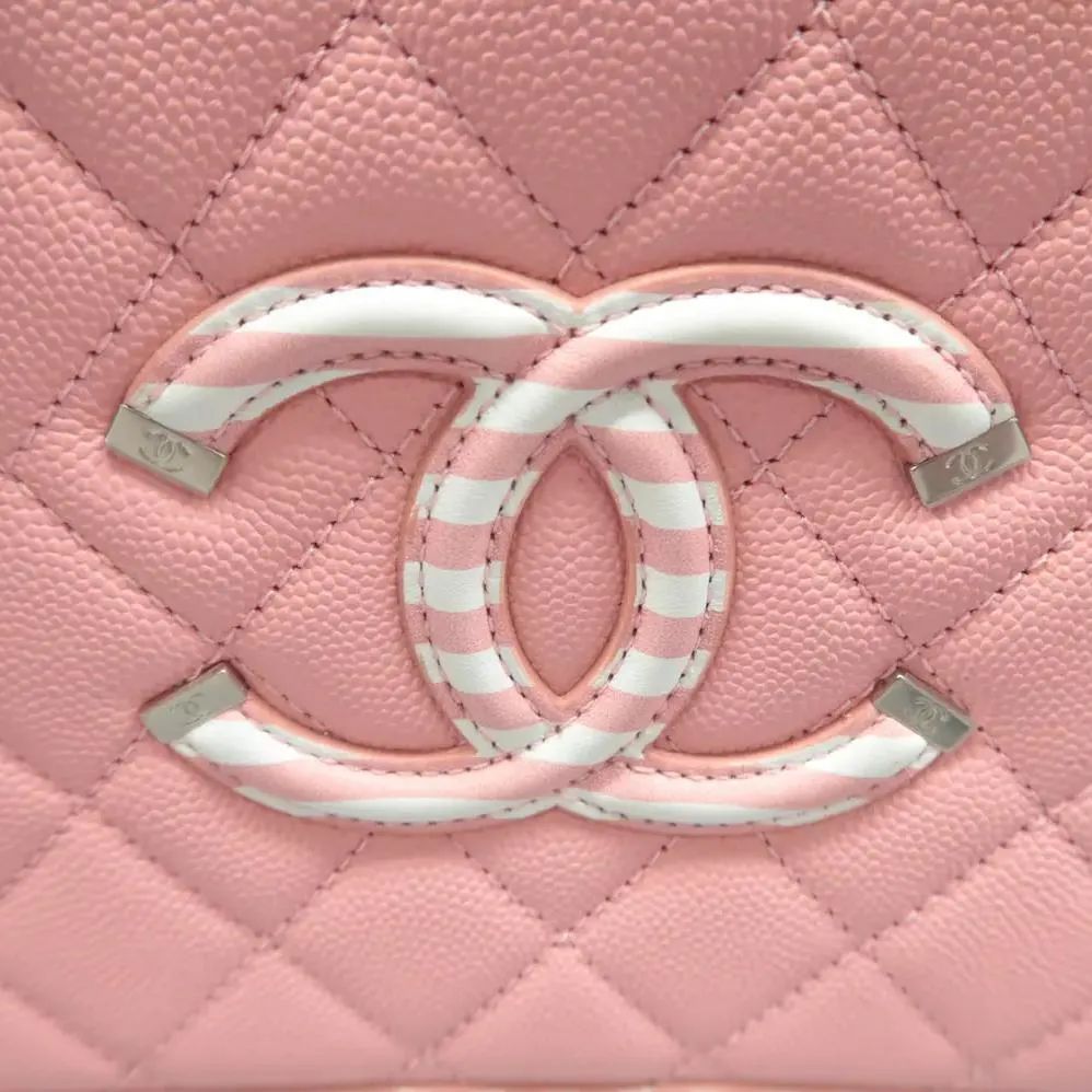 CHANEL Vanity Case Filigree CC Medium Caviar Quilted Shoulder Bag Pink