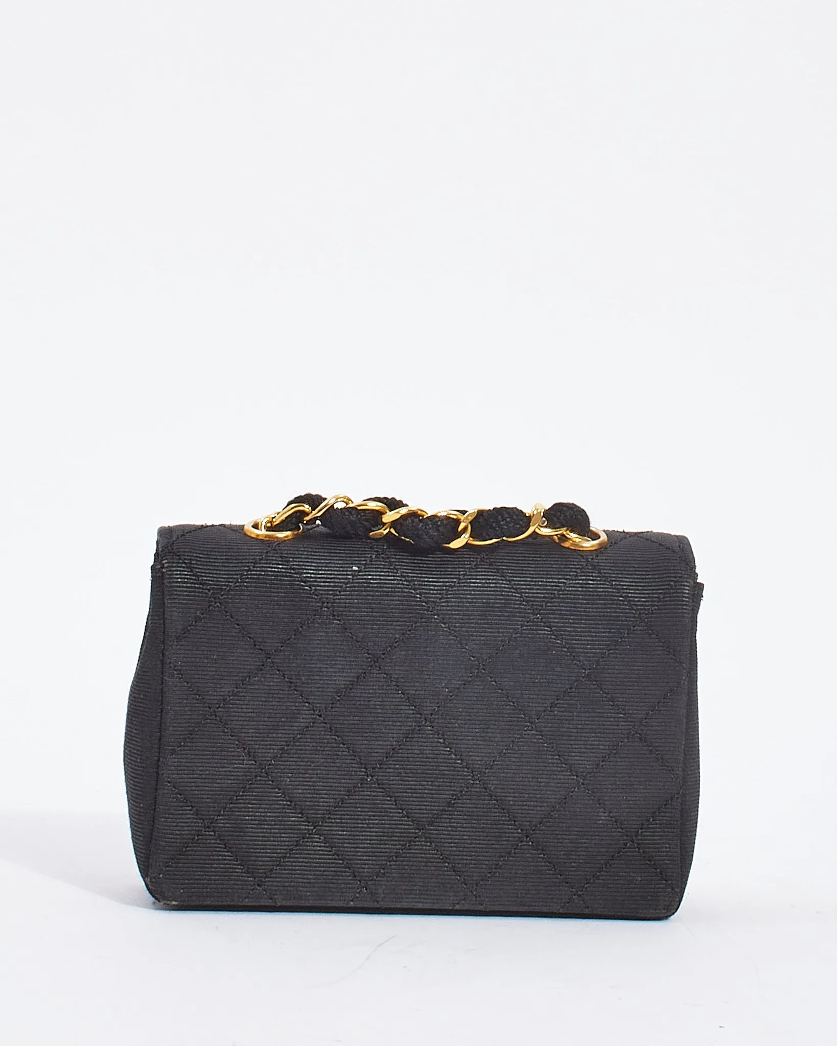 Chanel Vintage Black Quilted Canvas Mini Flap Bag GHW