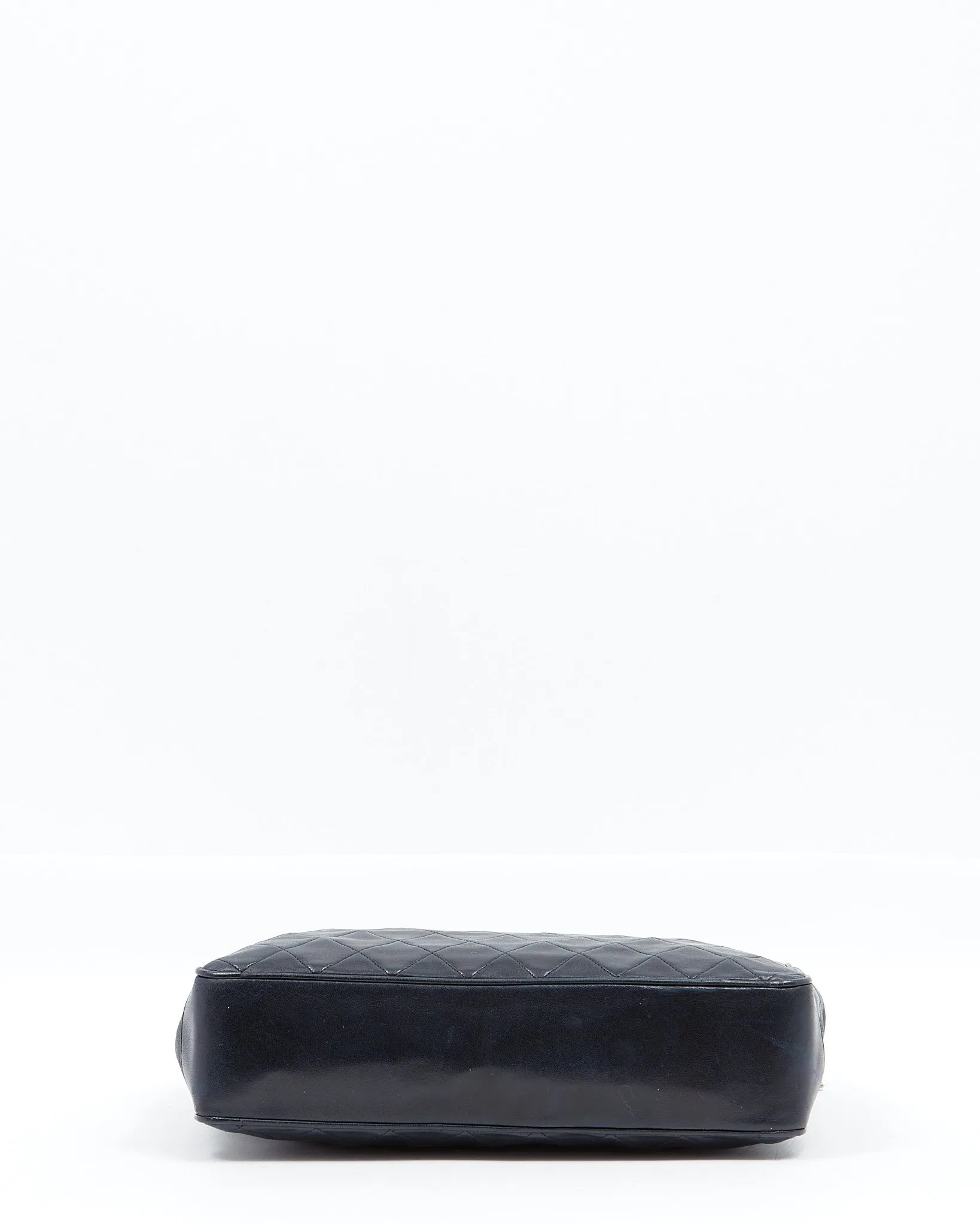 Chanel Vintage Navy Lambskin CC Chain Logo Tote Bag