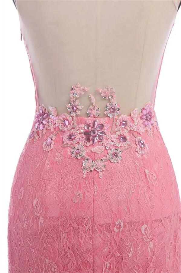 Charming Lace Mermaid Font Split Long V-neck Prom Dress K103