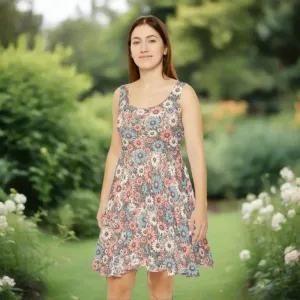 Charming Pastel Floral Skater Dress