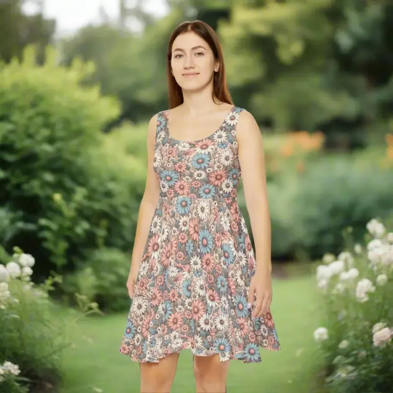 Charming Pastel Floral Skater Dress