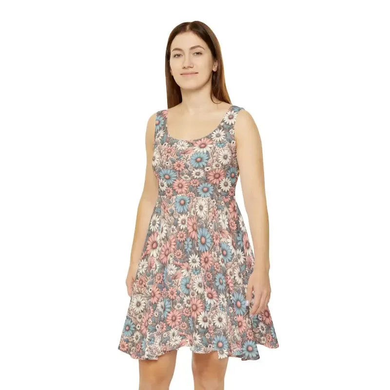 Charming Pastel Floral Skater Dress
