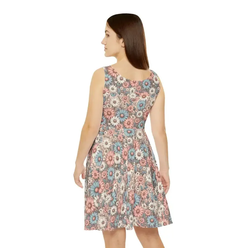 Charming Pastel Floral Skater Dress