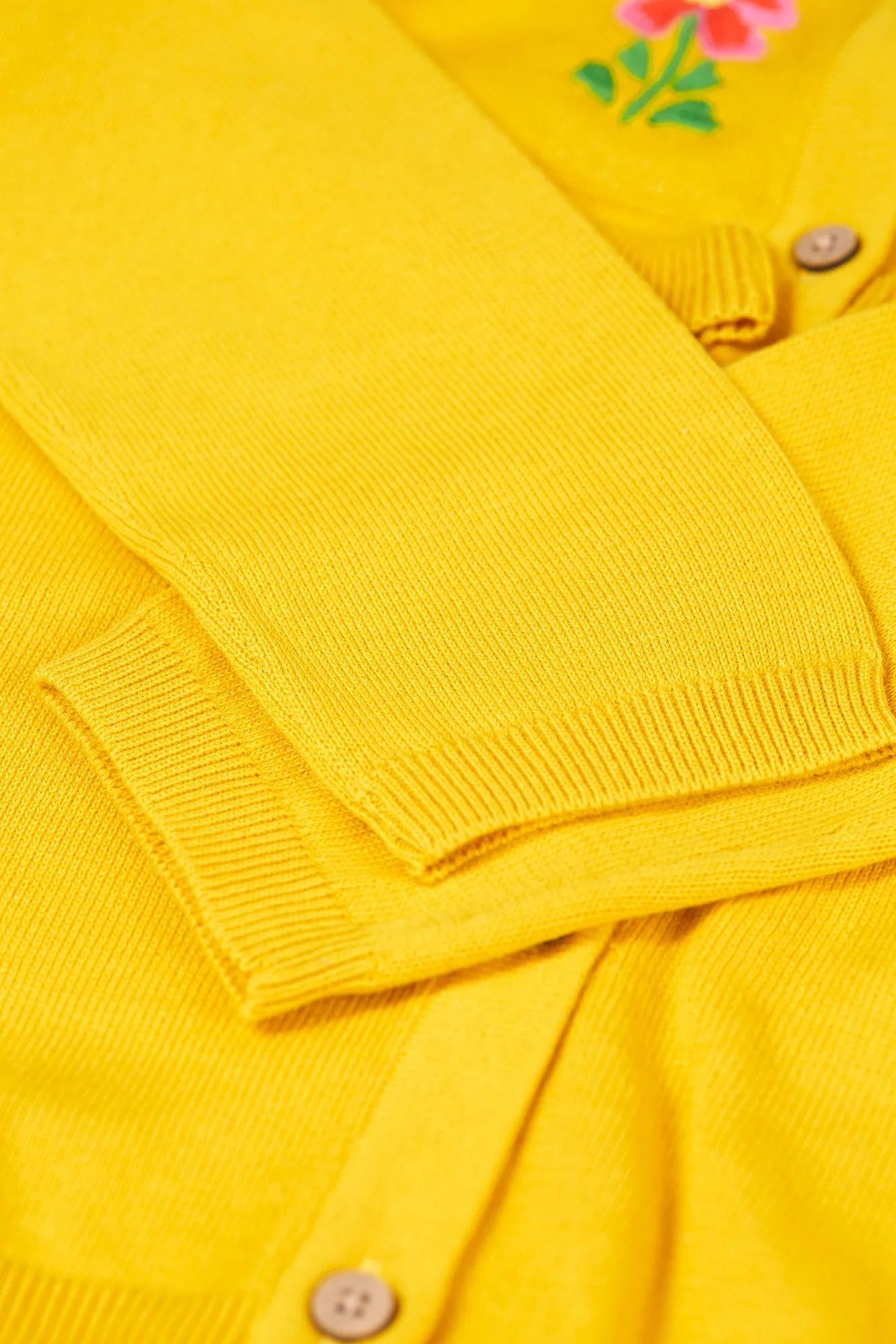 Children's Frugi Frill Cardigan:  Yellow Romi Cardigan- Kid's Clothing