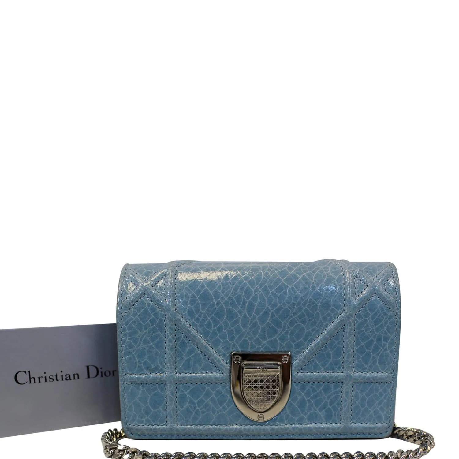 CHRISTIAN DIOR Aqua Blue Leather Mini Diorama Crossbody Bag - Last Call