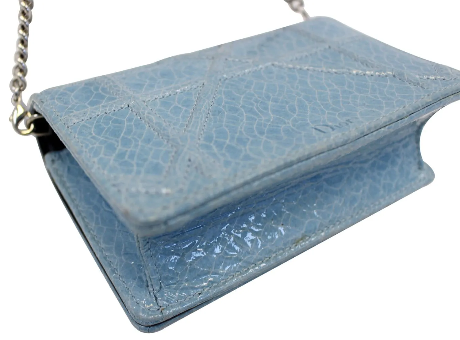CHRISTIAN DIOR Aqua Blue Leather Mini Diorama Crossbody Bag - Last Call