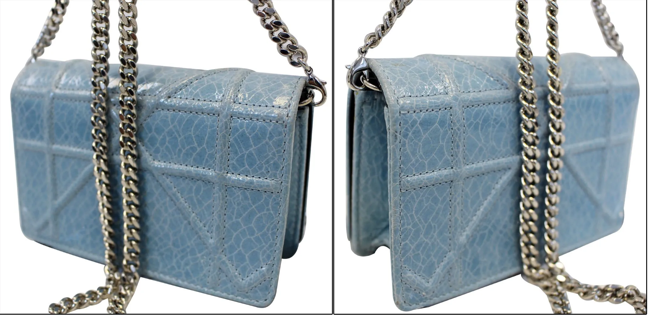 CHRISTIAN DIOR Aqua Blue Leather Mini Diorama Crossbody Bag - Last Call