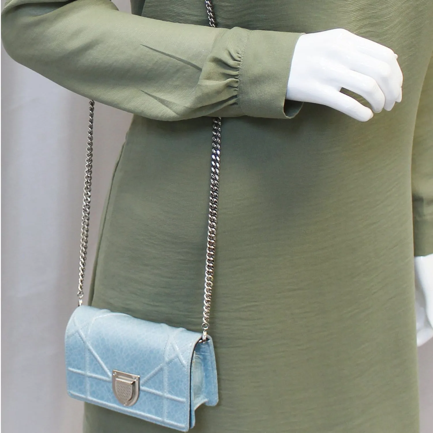 CHRISTIAN DIOR Aqua Blue Leather Mini Diorama Crossbody Bag - Last Call