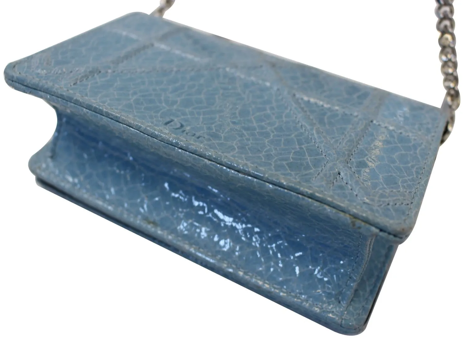 CHRISTIAN DIOR Aqua Blue Leather Mini Diorama Crossbody Bag - Last Call