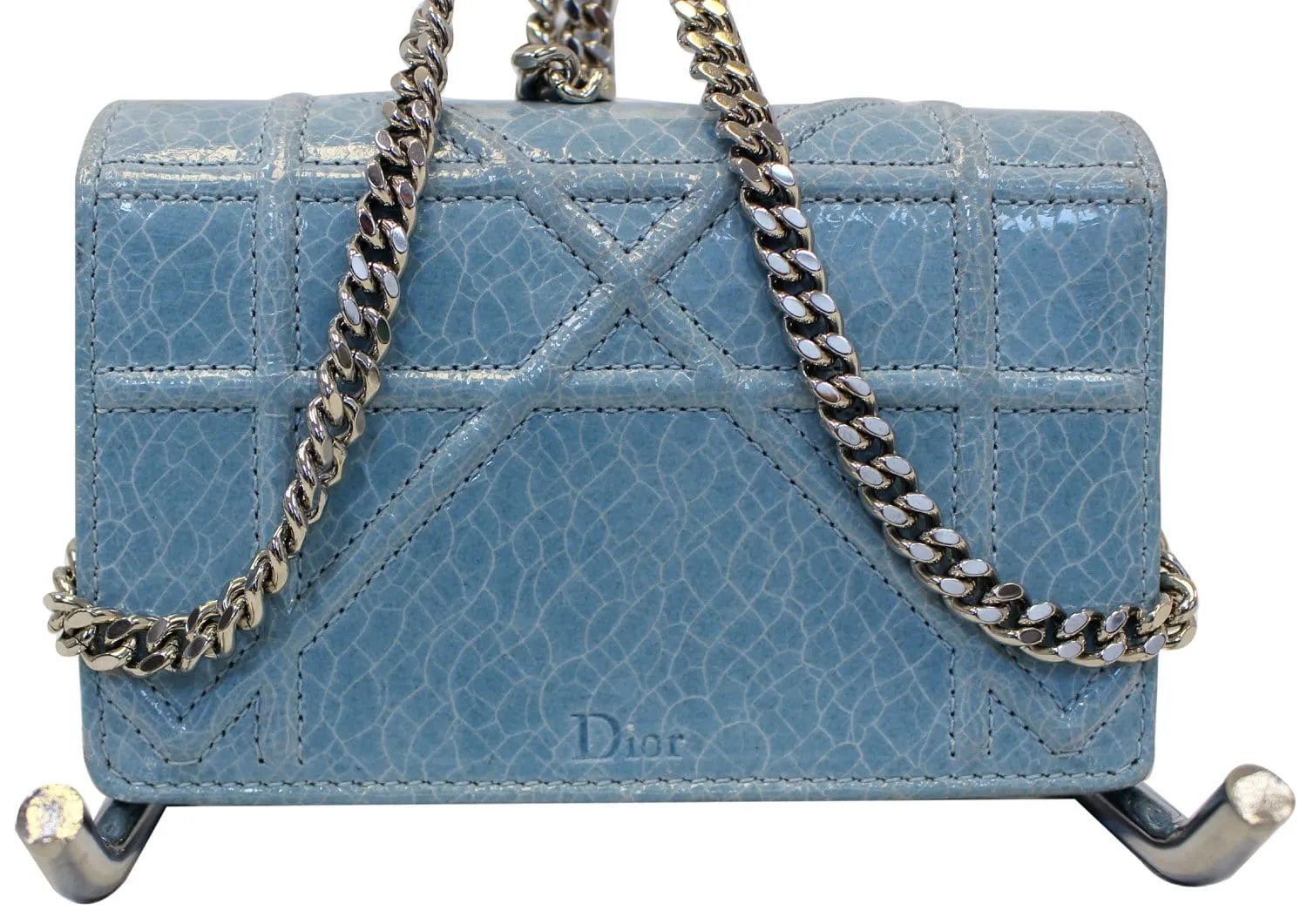 CHRISTIAN DIOR Aqua Blue Leather Mini Diorama Crossbody Bag - Last Call
