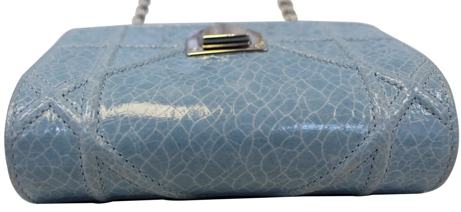 CHRISTIAN DIOR Aqua Blue Leather Mini Diorama Crossbody Bag - Last Call
